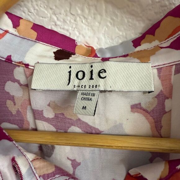 Joie Lanir Button-Up Shirt Festival Fuchsia Multi Size Medium - Picture 3 of 4